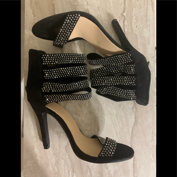 Open Toe Rhinestone Strappy Ankle Cuff Stiletto - Picture 4 of 8